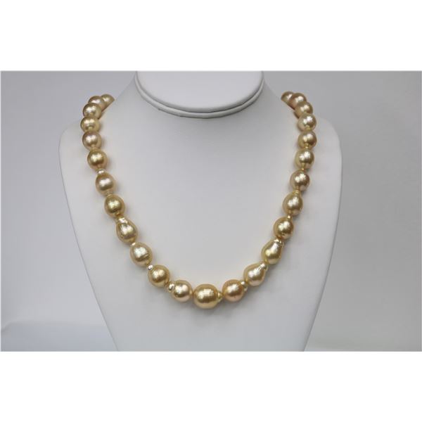 12-14mm Golden Drop/Baroque Necklace with Gold Clasp