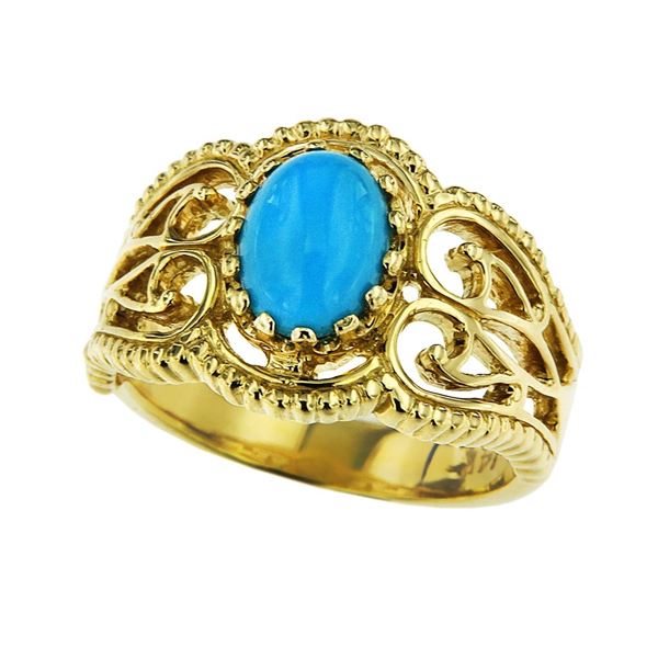 1.21ct Turquoise 14 K Yellow  Gold Ring