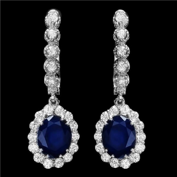 14k Gold 5.21ct Sapphire 1.26ct Diamond Earrings