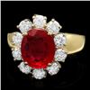 Image 1 : 14k Yellow Gold 3.50ct Ruby 1.30ct Diamond Ring