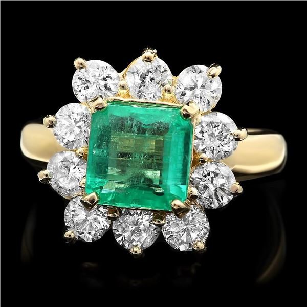 14k Gold 2.00ct Emerald 1.60ct Diamond Ring