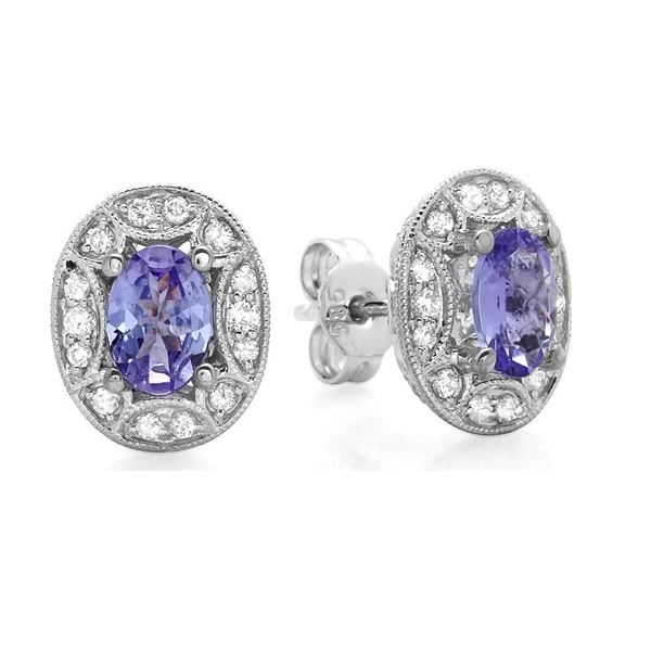 1.2ct Tanzanite 14 K White Gold Earrings