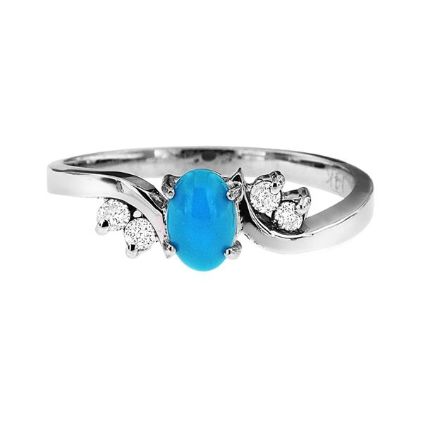 0.46ct Turquoise 14 K White  Gold Ring