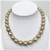 Image 2 : 12-14mm Golden South Sea Drop/Oval Pearl Necklace with Gold Clasp