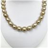 Image 3 : 12-14mm Golden South Sea Drop/Oval Pearl Necklace with Gold Clasp