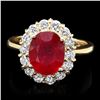 Image 1 : 14k Yellow Gold 4.00ct Ruby 0.90ct Diamond Ring