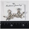 SILVER TONE RHINESTONE STUD EARRINGS