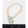 SILVER TONE NVC  FAUX PEARL RHINESTONE HEART CHARM