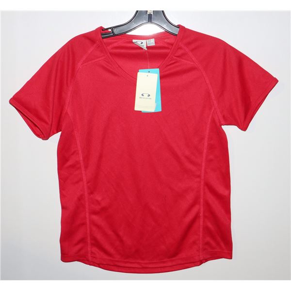 NEW WOMEN'S BIZ COOL POLY T, RED, SIZE 4