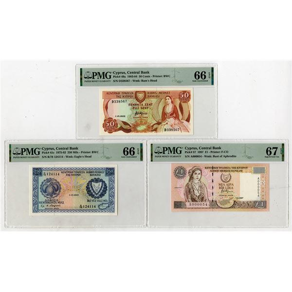 Central Bank of Cyprus, 1975-97, Trio of Issued Banknotes