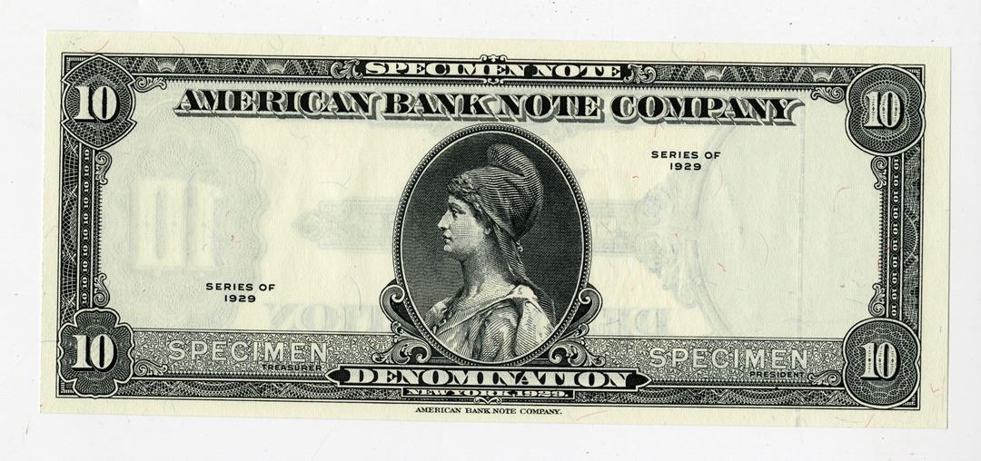 Asmerican Notes American Bank Note Co. (USA), 1929 (ND 1960s-70s), Specimen Test Note ...