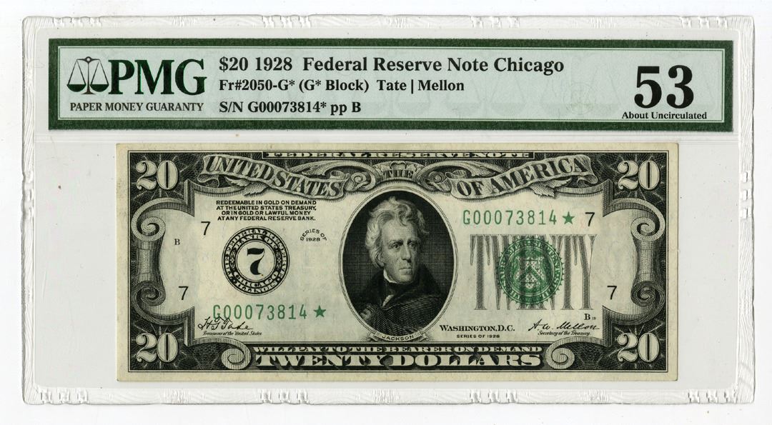 Federal Reserve Note, Chicago, Series of 1928, $20, Fr.2050-G ...