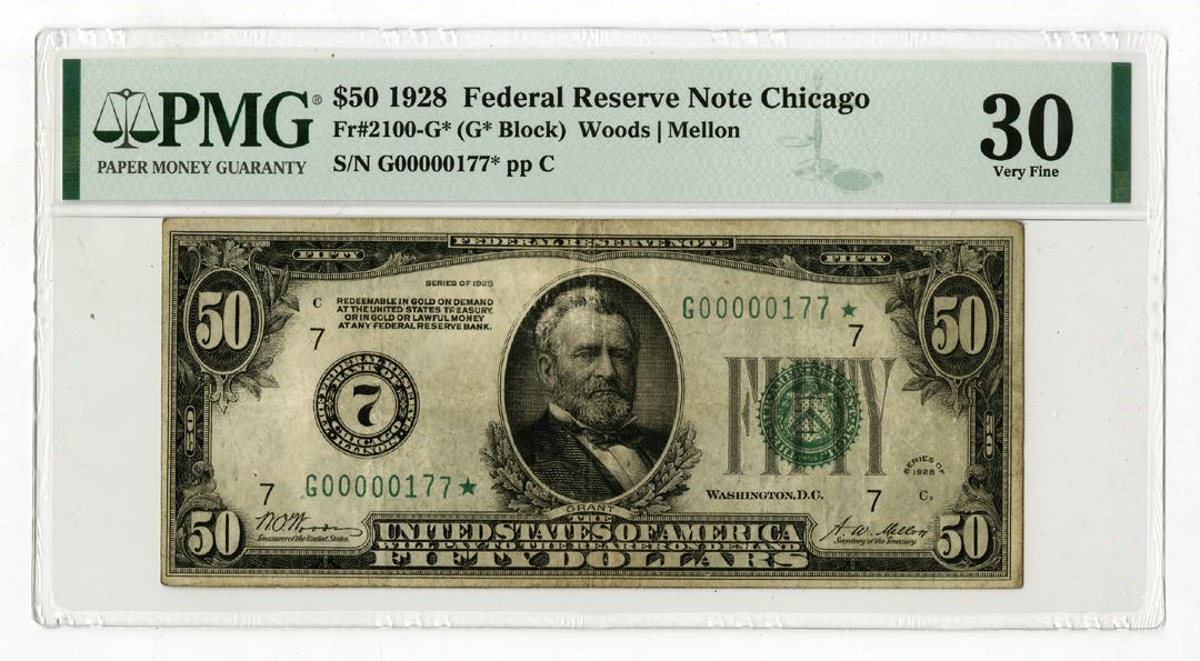 Federal Reserve Note, Chicago, Series of 1928, $50, Fr.2100-G ...