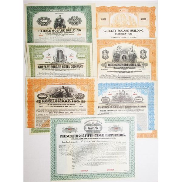 Hotel and Building Assortment of Specimen Bonds, 1912-46