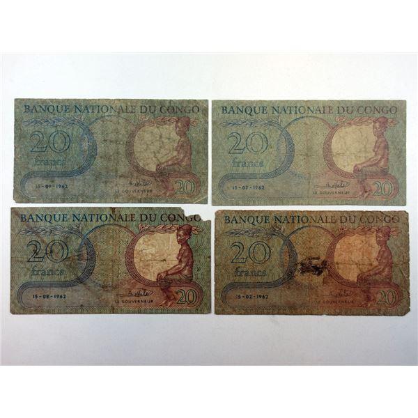 Banque Nationale Du Congo, 1962, Group of Issued Banknotes