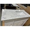 Image 2 : BATHROOM VANITY 39"W - HARDWOOD CONSTRUCTION - DOVETAIL SOFT CLOSE - MARBLE LIKE QUARTZ