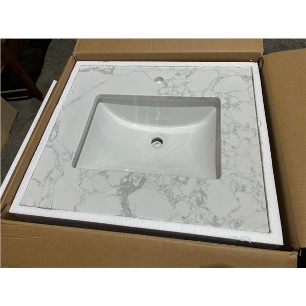 VANITY TOP - MARBLE LIKE QUARTZ WITH UNDERMOUNT SINK - 22.5  X 25.5 W