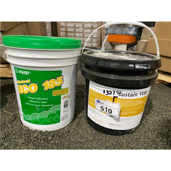 2 PAILS. 18.9 L MAPEI ULTRABOND ECO 185 AND 15.14 L SUSTAIN 1195