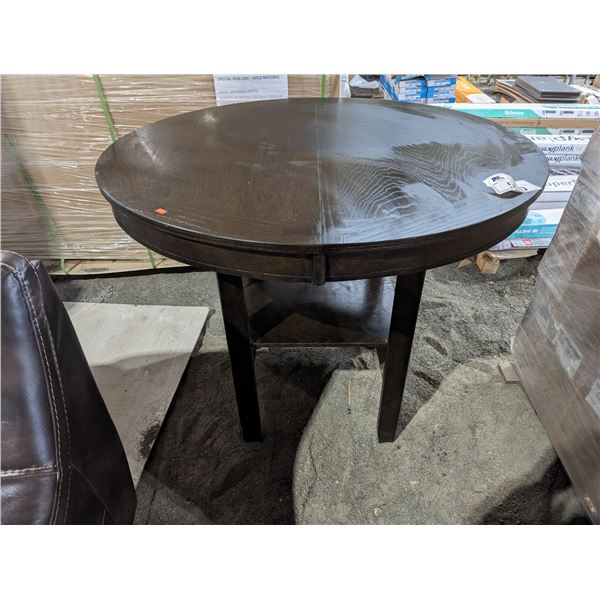 32" ROUND 36" HIGH DARK WOOD TABLE