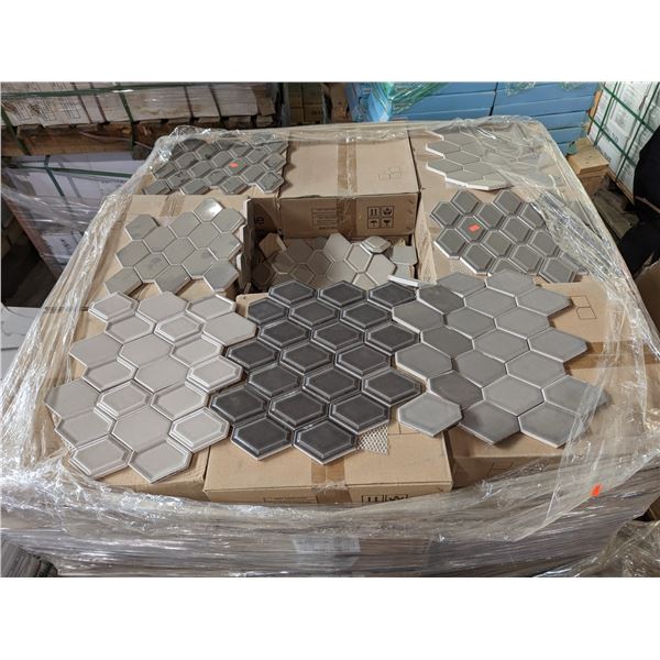 NOVA HEX HEXAGON CERAMIC TILE 12.5" X 14.25" X 9 SHEETS X 10.35 SQ FT BOX X 47 BOXES TOTAL COVERAGE