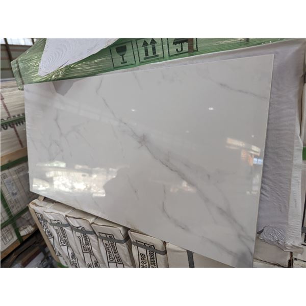 CERAMIC TILE - "POLISHED CARRARA" 1' X 2' X 8PCS X 16 SQ FT PER BOX X 52 BOXES -