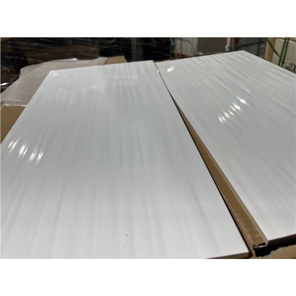 CERAMIC TILE  WHITE RIPPLE TEXTURE  1' X 2' X 8 PCS X 16 SQ FT BOX X 26 BOXES - TOTAL COVERAGE