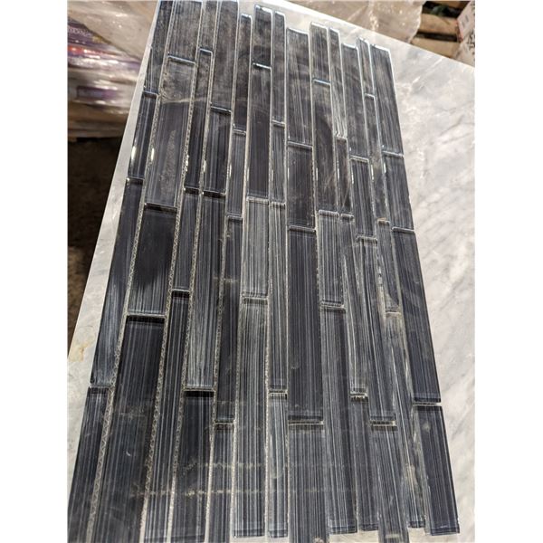 CENTURA CHARCOAL GREY GLASS MOSAIC 5 SQ FT PER BOX X 10 BOXES TOTAL COVERAGE 50 SQ FT