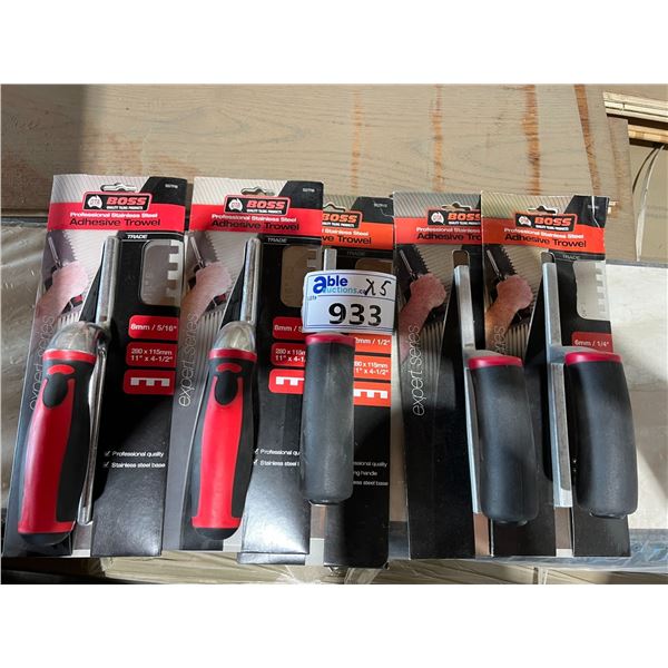 BOSS ASST ADHESIVE TROWELS X 5 PIECES SEE PHOTOS FOR SIZES