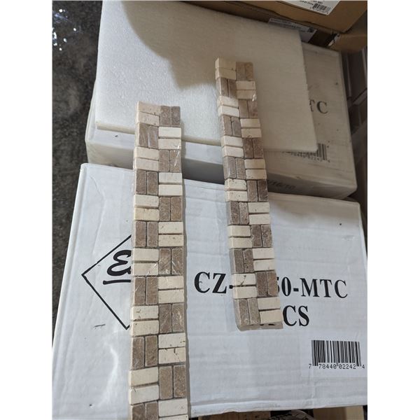 MOSAIC BACKSPLASH ACCENT - EACH STRIP 2"X12" X 20 PCS BOX X 6 BOXES - COVERAGE APPROX 20LF EACH