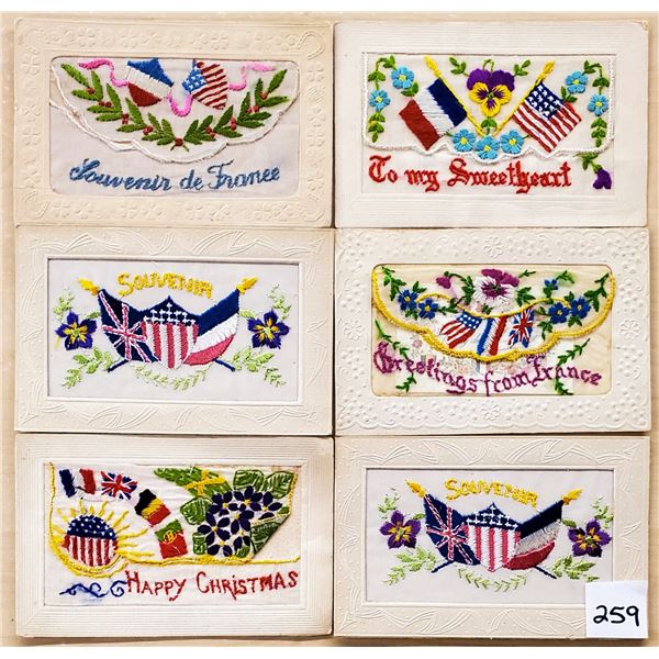 Novelty - Woven in Silk Patriotic US Flag Postcards 22 Total