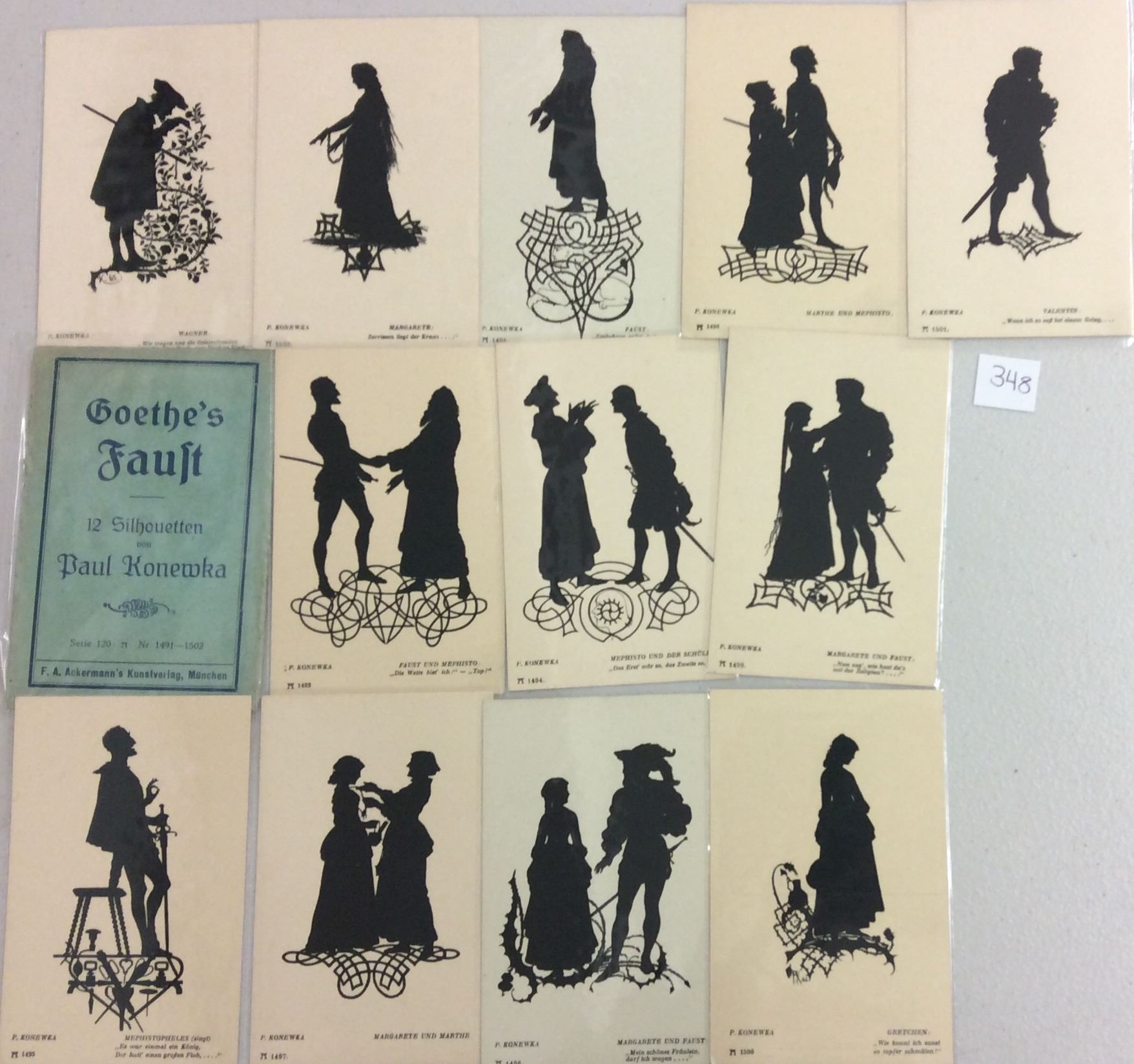 Faust Opera Set Goethe's Faust Opera Silhouette Set of 12 Postcards & Wrapper