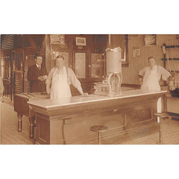 Real Photo Butcher Shop Interior Kansas City Scale Postcard