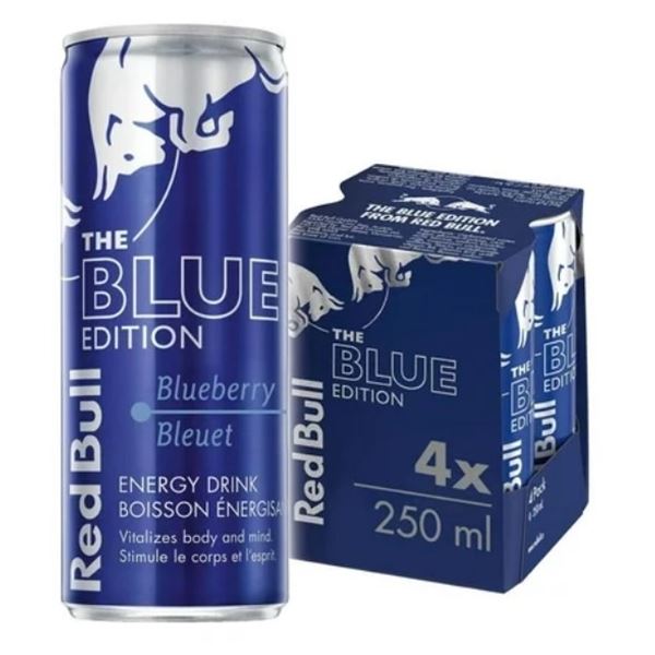 4 PACK OF THE BLUE EDITION RED BULL BLUEBERRY