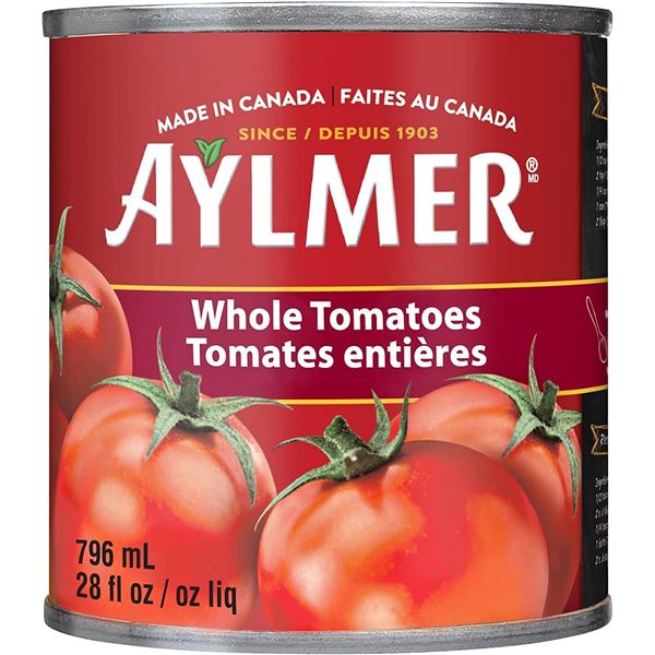 NEW CASE WITH 8 CANS OF AYLMER WHOE TOMATOES