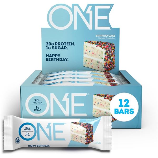 BOX OF 12 ONE BIRTHDAY CAKE FLAVOURED PROTEIN BARS