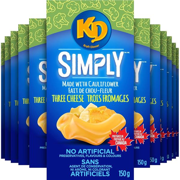 NEW CASE OF 12 KRAFT DINNER SIMPLY - THREE CHEESE