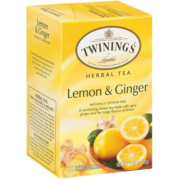 NEW CASE WITH 6 BOXES OF TWINNINGS LEMON + GINGER