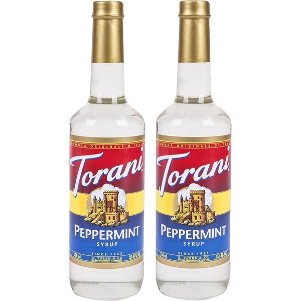 NEW 2 - 750ML BOTTLES OF TORANI PEPPERMINT FLAVOUR