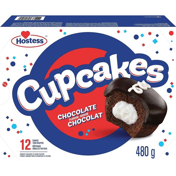 NEW BOX OF 12 HOSTESS CHOCOLATE FLAVOUR CUPCAKES