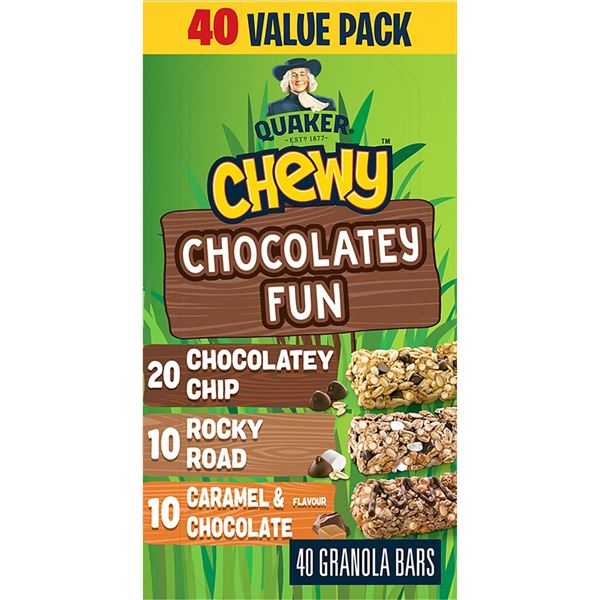 NEW QUAKER 40PCS VALUE PACK OF CHEWY CHOCOLATEY