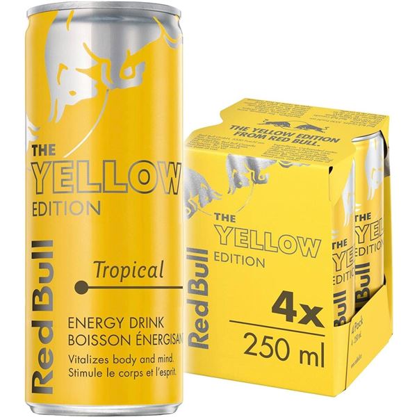 NEW 4-PACK OF THE YELLOW EDITION RED BULL