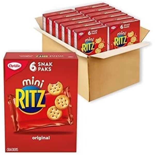 NEW CASE OF 12 BOXES OF CHRISTIE'S MINI RITZ SNAK