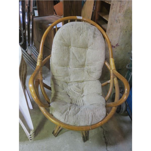 wooden whicker chair - swivels