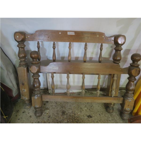 vintage wooden twin headboard and footboard