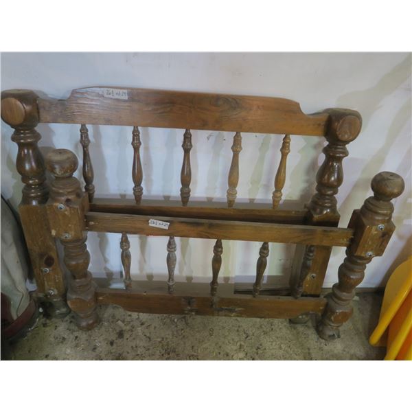 vintage wooden twin headboard and footboard