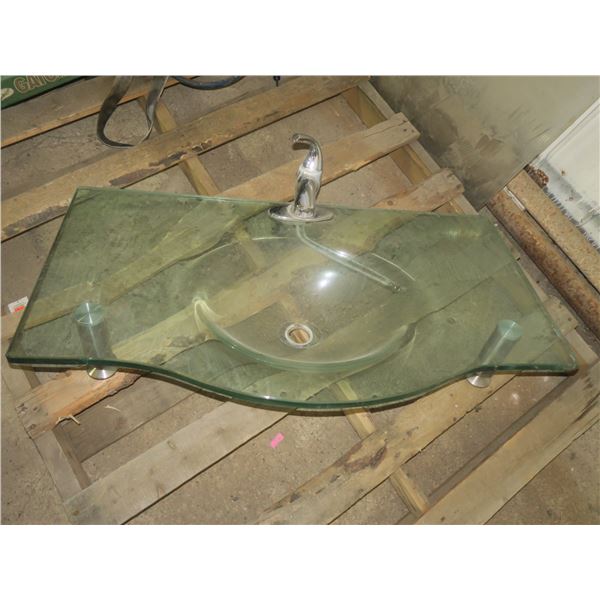 clear glass sink - 39.5"x22"