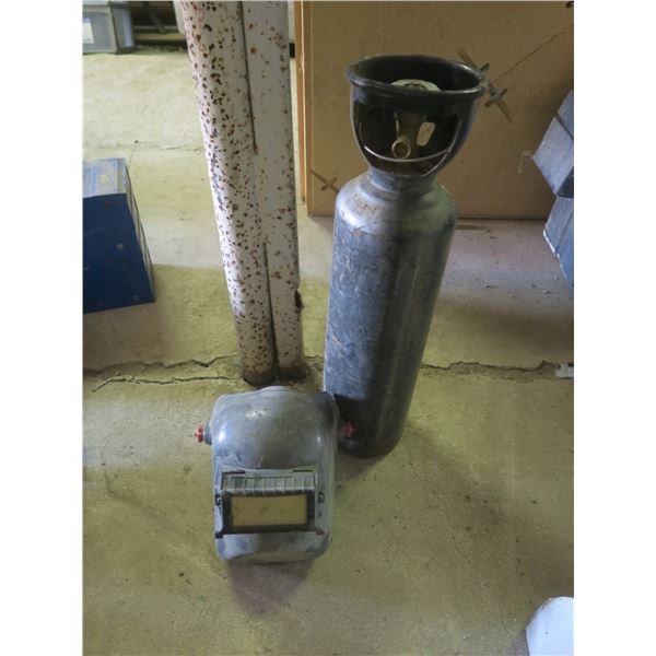 acetylene tank and welding mask