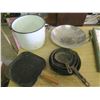 Image 1 : cast iron pans, pot and wok