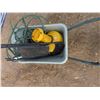 Image 3 : wheel barrel , shop light , hose , battery jumper cables