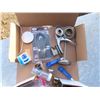 Image 3 : Box of MISC Hardware items: Cable Lock, Bearing, Shaft Seal, Plug Ins, Saw blades, Assorted Nuts-Bol